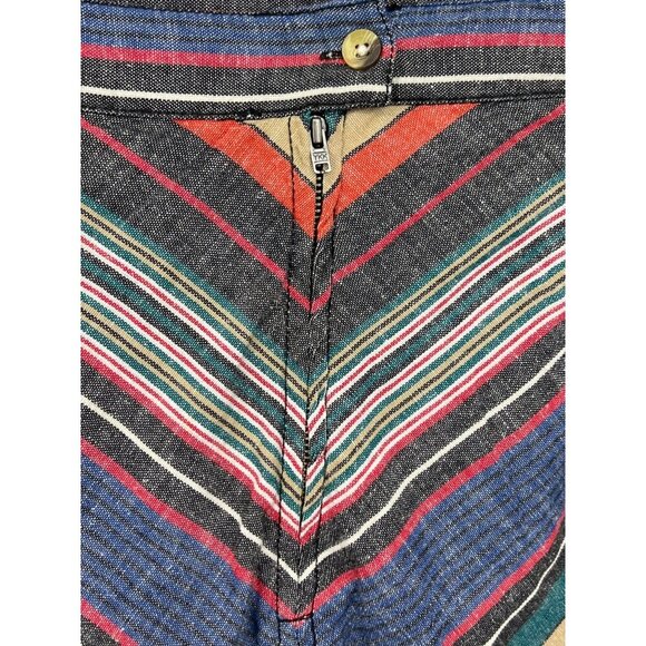 Free People Chevron Stripe High-Waist Skirt Size 6 Linen Vintage Red Combo New - Picture 5 of 8